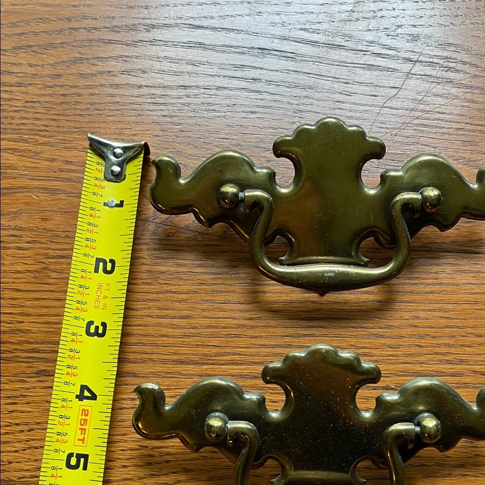 Vintage large Brass Drawer Pulls - Set of 8